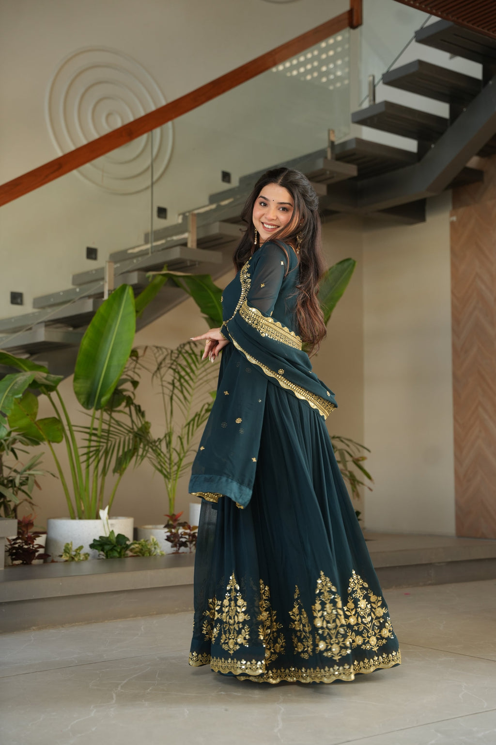 Nityashree Rama Embroidered Anarkali Gown Set
