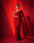 Opulent Red Embroidered Georgette Saree