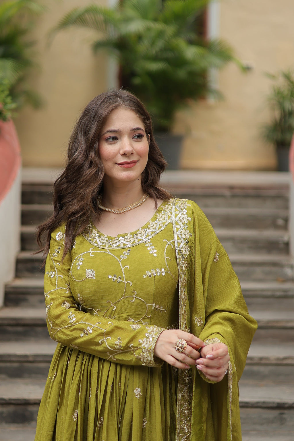 Paridhi Parrot Green Georgette Embroidered Kurti Sharara Set