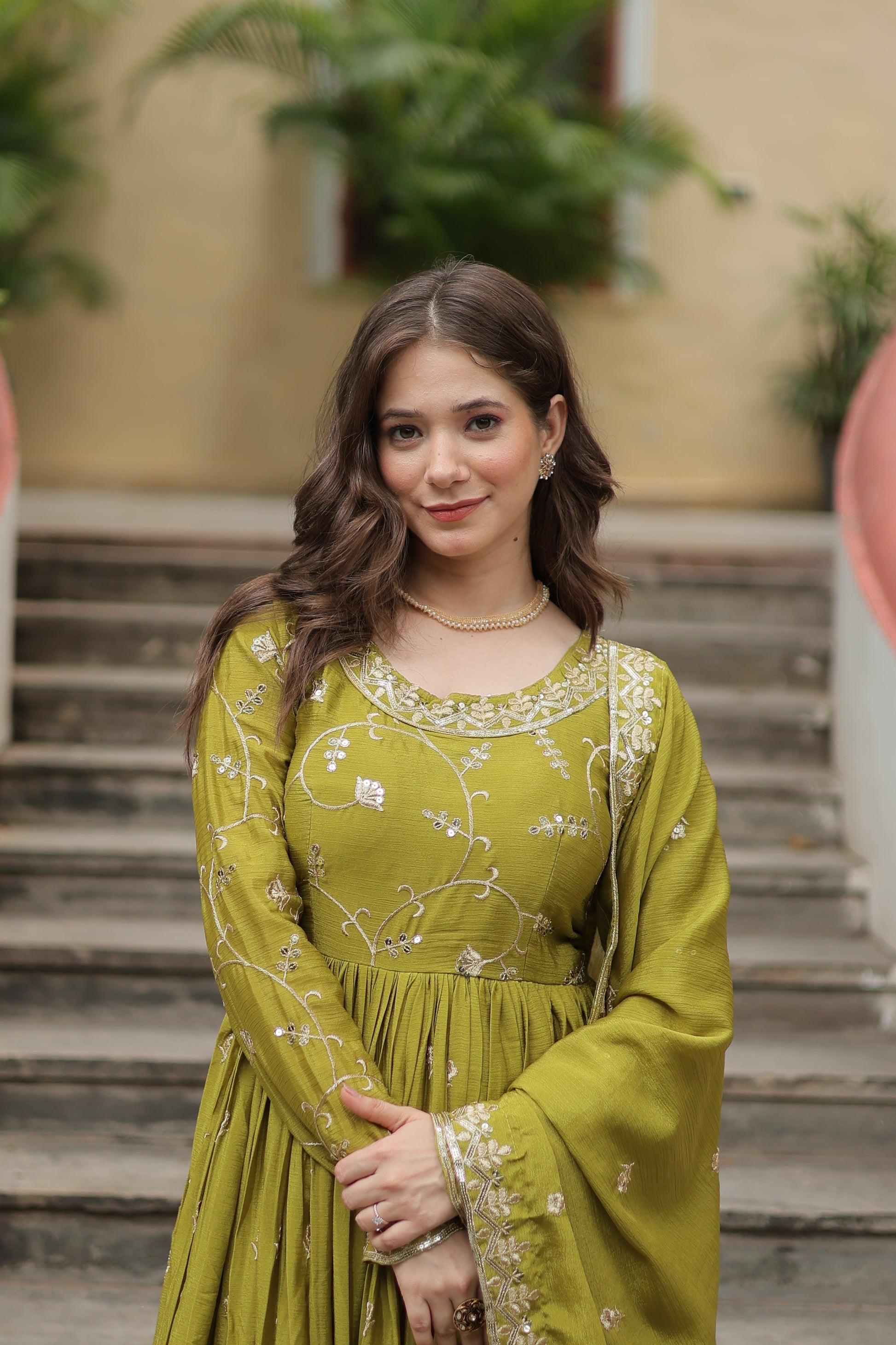 Paridhi Parrot Green Georgette Embroidered Kurti Sharara Set