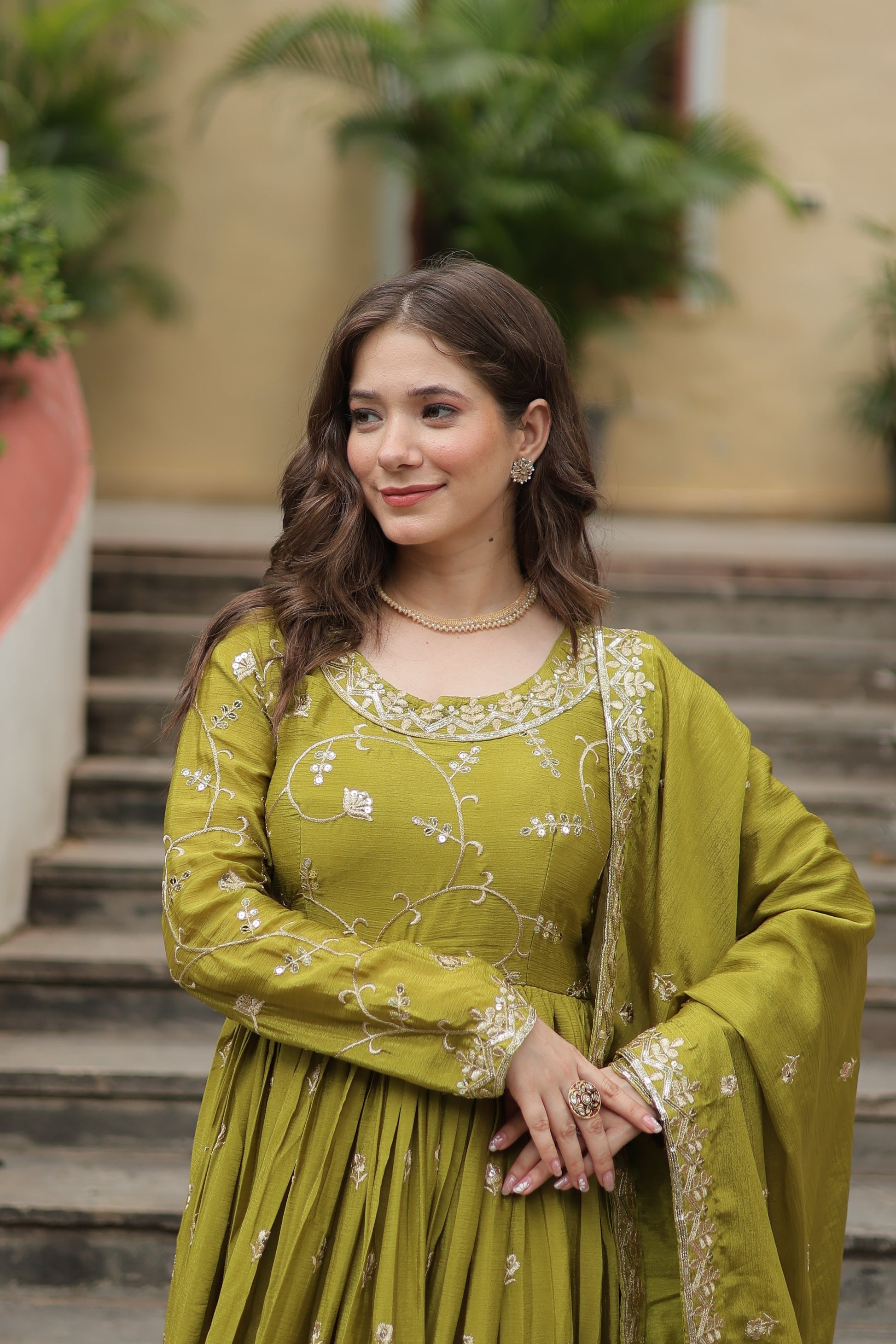 Paridhi Parrot Green Georgette Embroidered Kurti Sharara Set