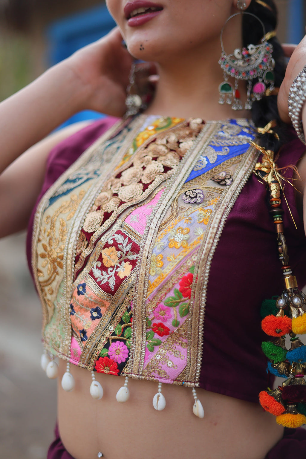 Parnika purple rayon embroidered Navratri lehenga choli