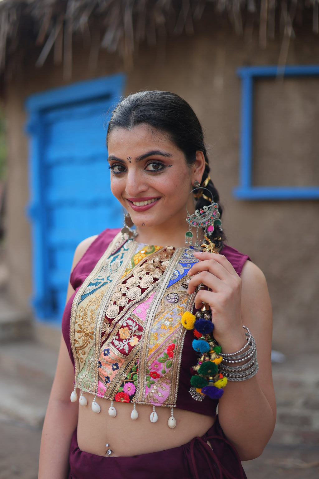 Parnika purple rayon embroidered Navratri lehenga choli