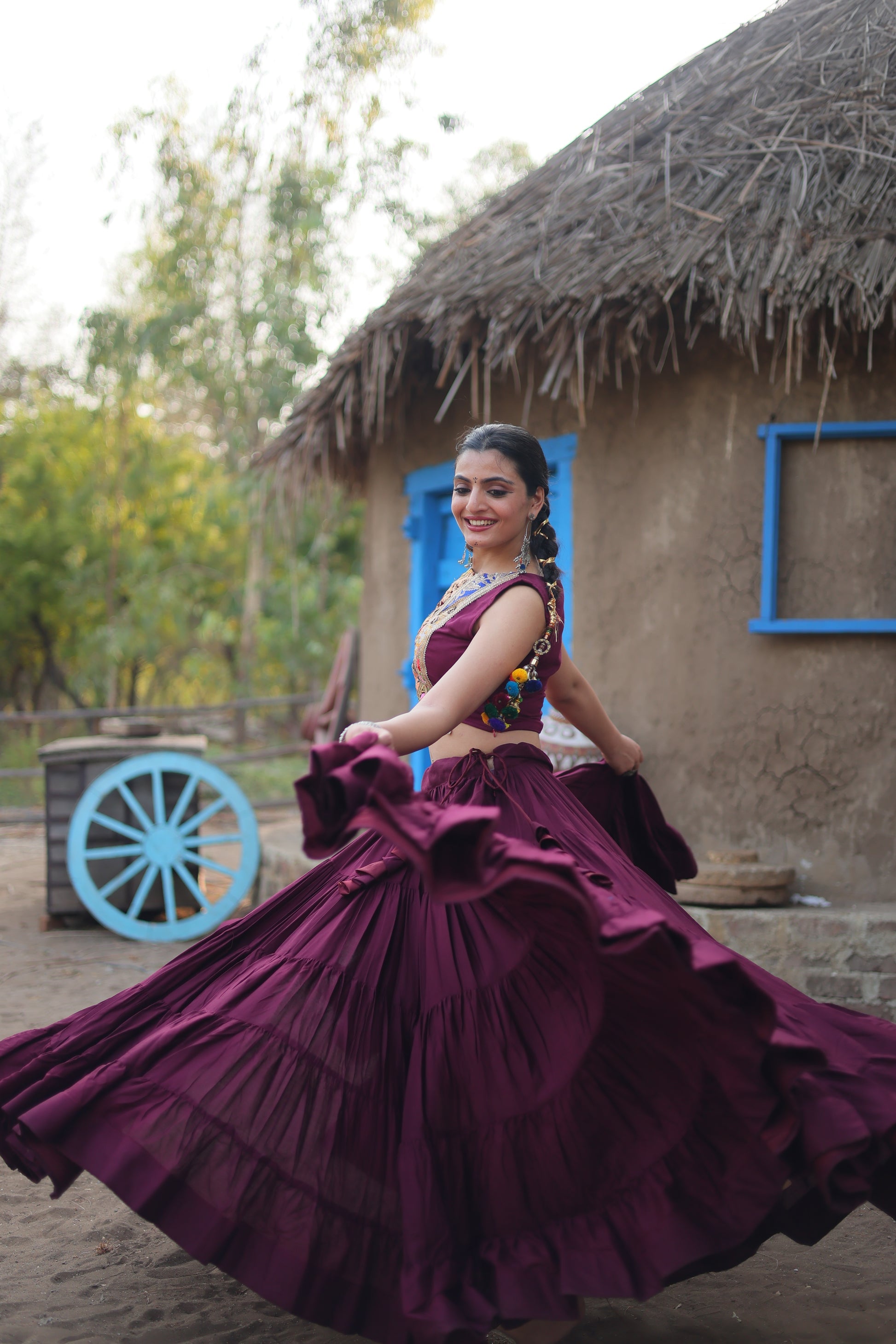 Parnika purple rayon embroidered Navratri lehenga choli
