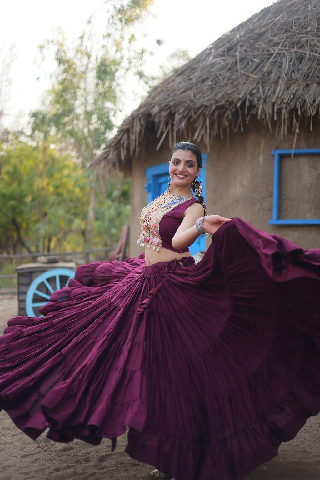 Parnika purple rayon embroidered Navratri lehenga choli