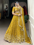 Pavani silk yellow embroidered lehenga choli