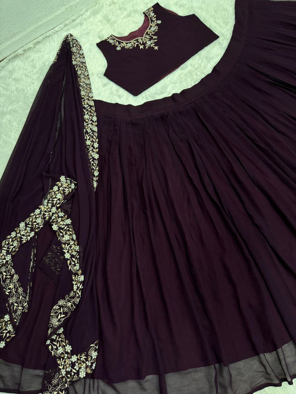 Pearl Perfection: Lehenga Choli Extravaganza