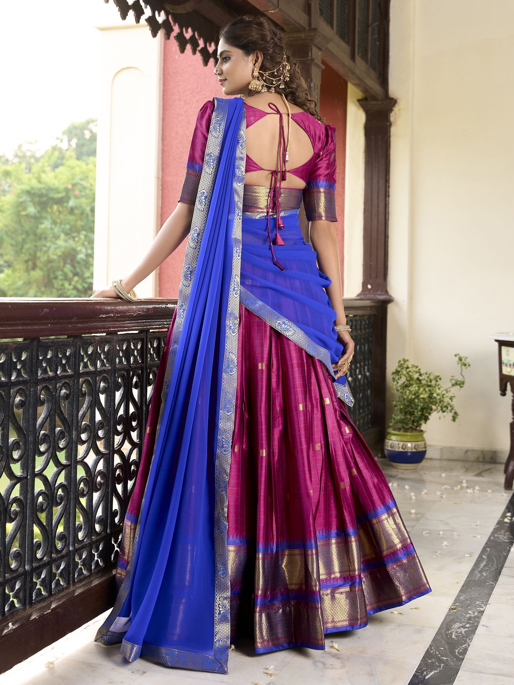 Pink Cotton Silk Paithani Weaving Work Traditional Lehenga Choli with Dupatta