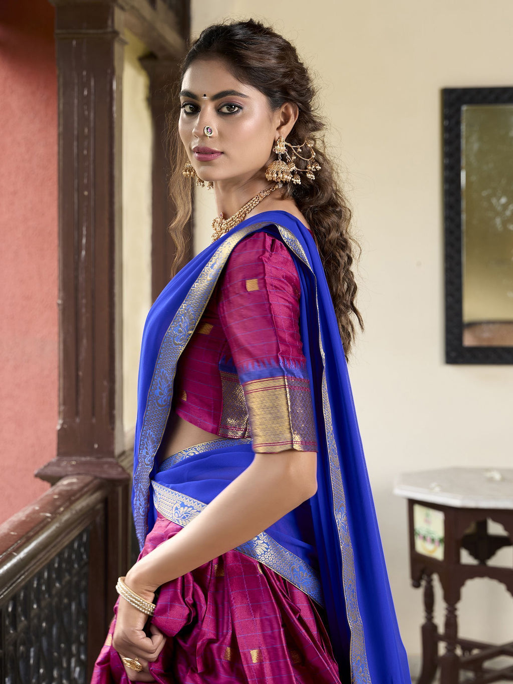 Pink Cotton Silk Paithani Weaving Work Traditional Lehenga Choli with Dupatta