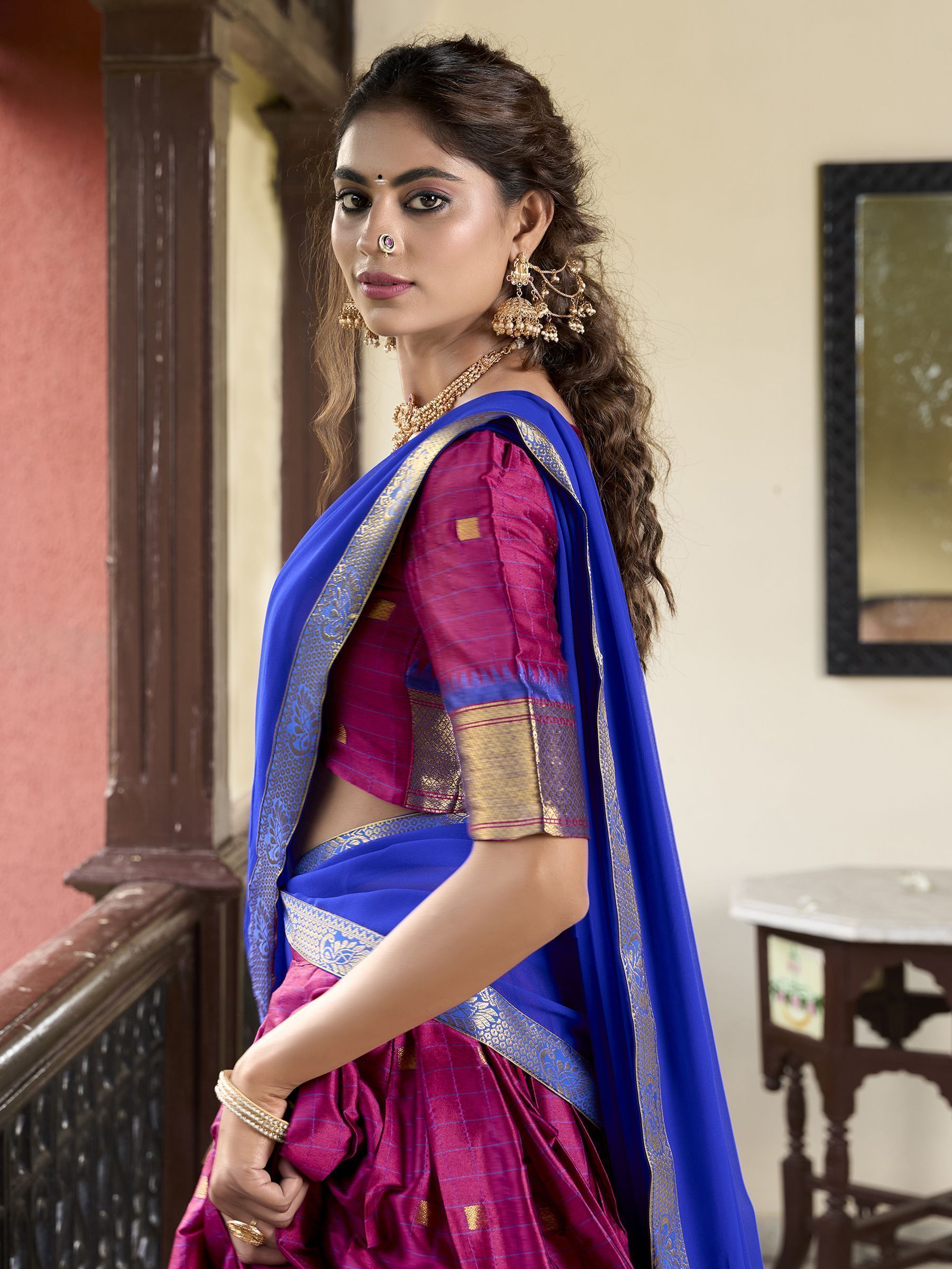 Pink Cotton Silk Paithani Weaving Work Traditional Lehenga Choli with Dupatta