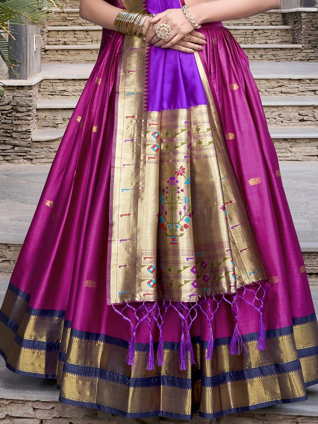 Sayli Pink Paithani Jacquard Silk Lehenga Choli with Zari Weaving Work