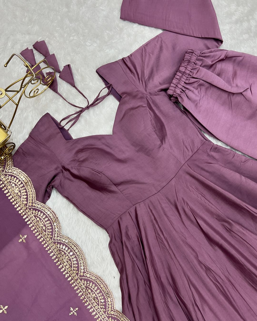 Prema onion pink Chanderi silk Anarkali suit set