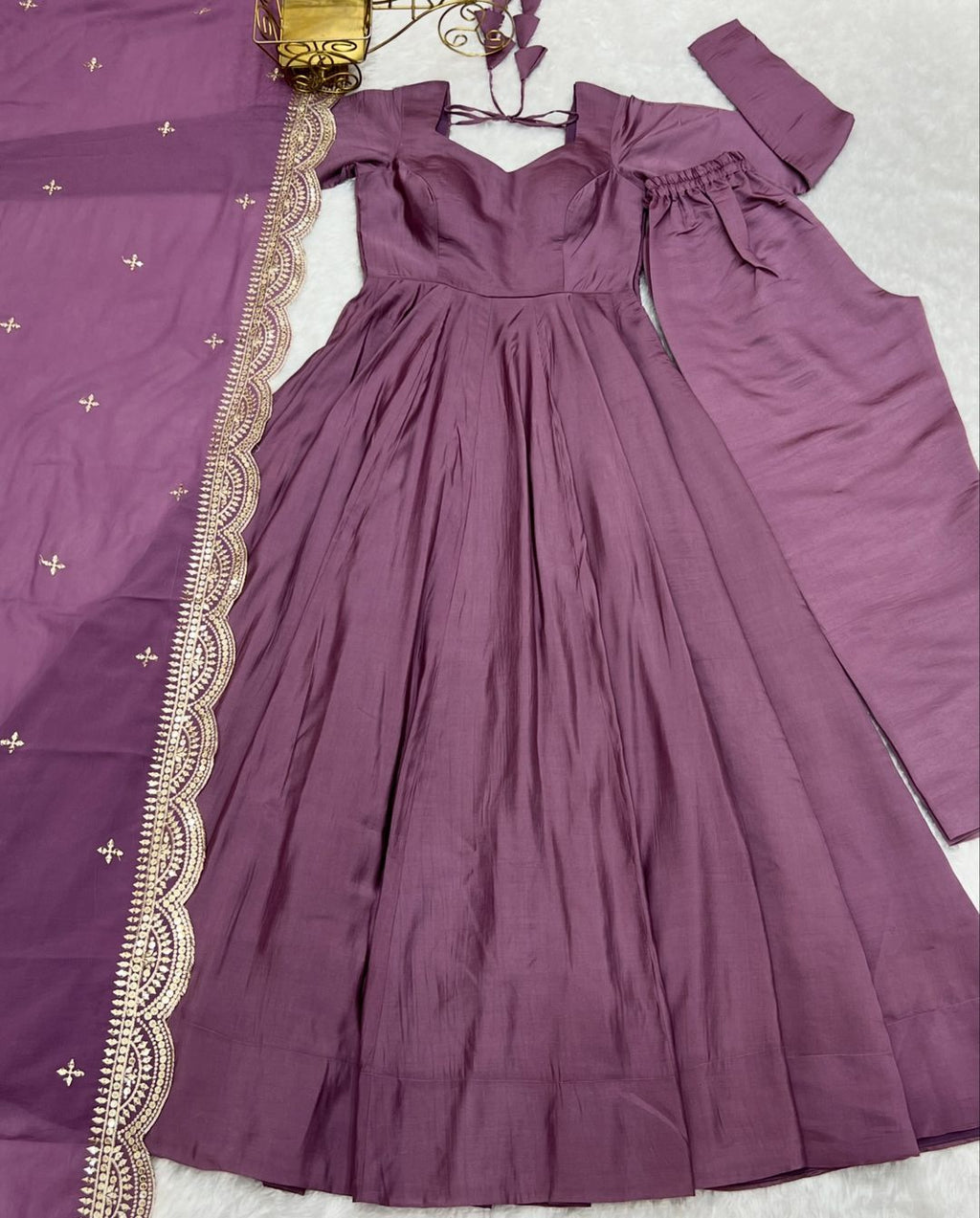 Prema onion pink Chanderi silk Anarkali suit set