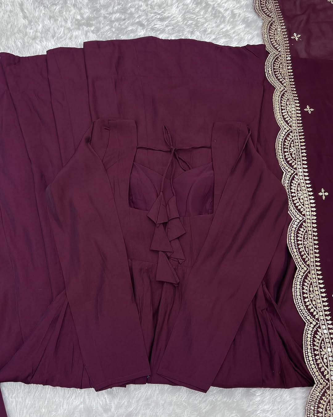 Prema Purple Chanderi Silk Anarkali Suit Set