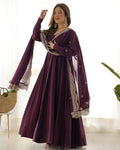 Prema Purple Chanderi Silk Anarkali Suit Set