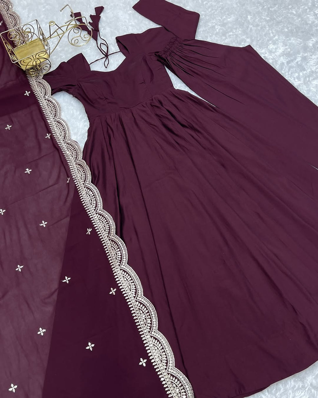 Prema Purple Chanderi Silk Anarkali Suit Set