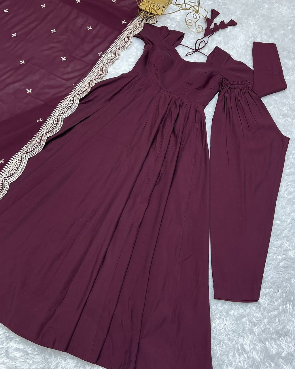 Prema Purple Chanderi Silk Anarkali Suit Set