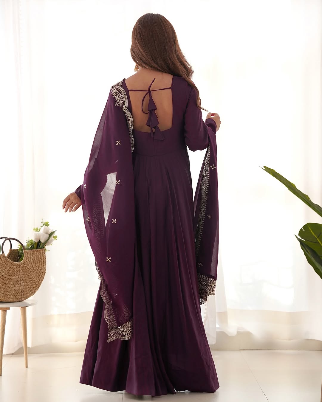 Prema Purple Chanderi Silk Anarkali Suit Set