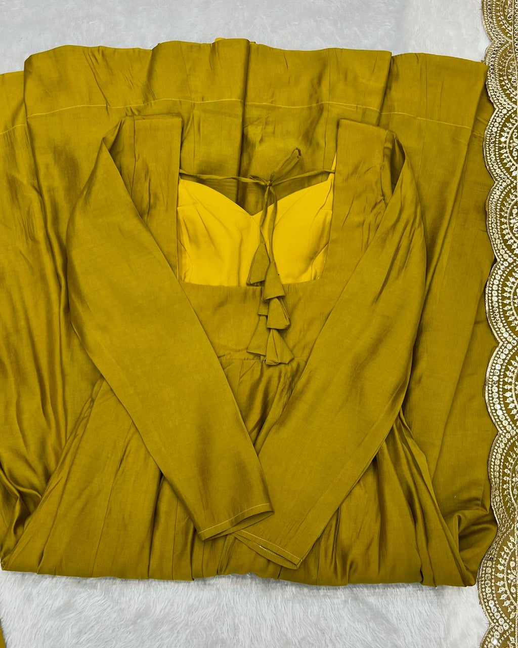 Yellow Chanderi silk Prema designer Anarkali suit