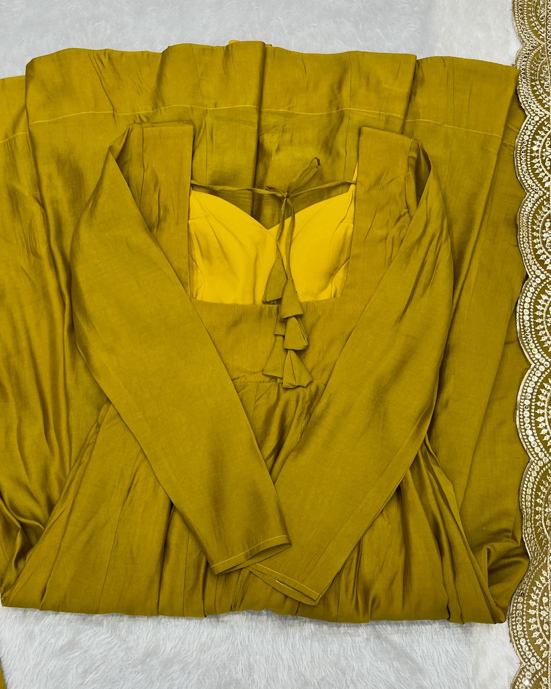 Yellow Chanderi silk Prema designer Anarkali suit