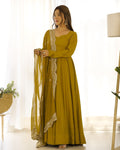 Yellow Chanderi silk Prema designer Anarkali suit