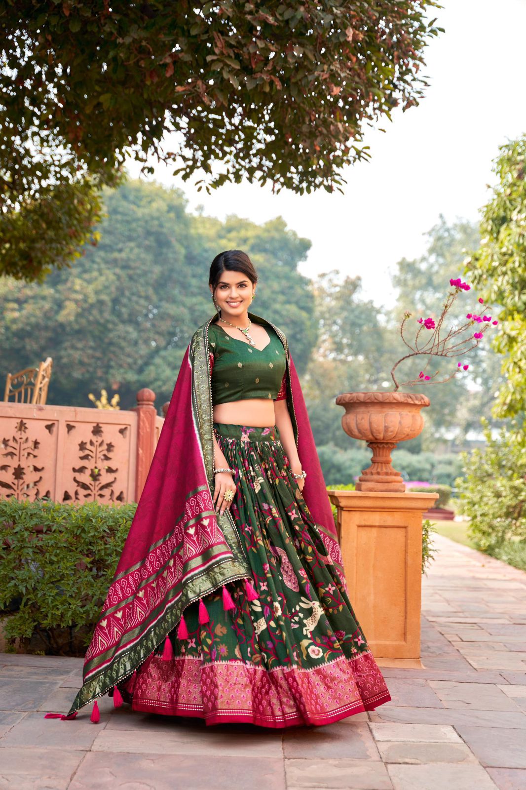 Printed Elegance of Adola Silk Lehenga Set