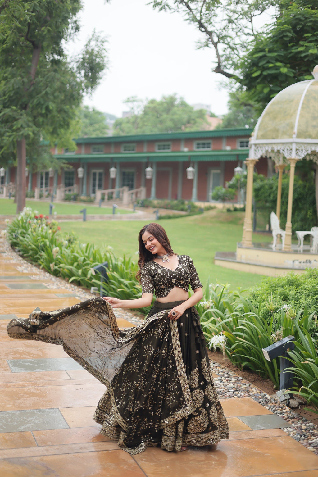 Prisha green Rangoli silk embroidered lehenga set
