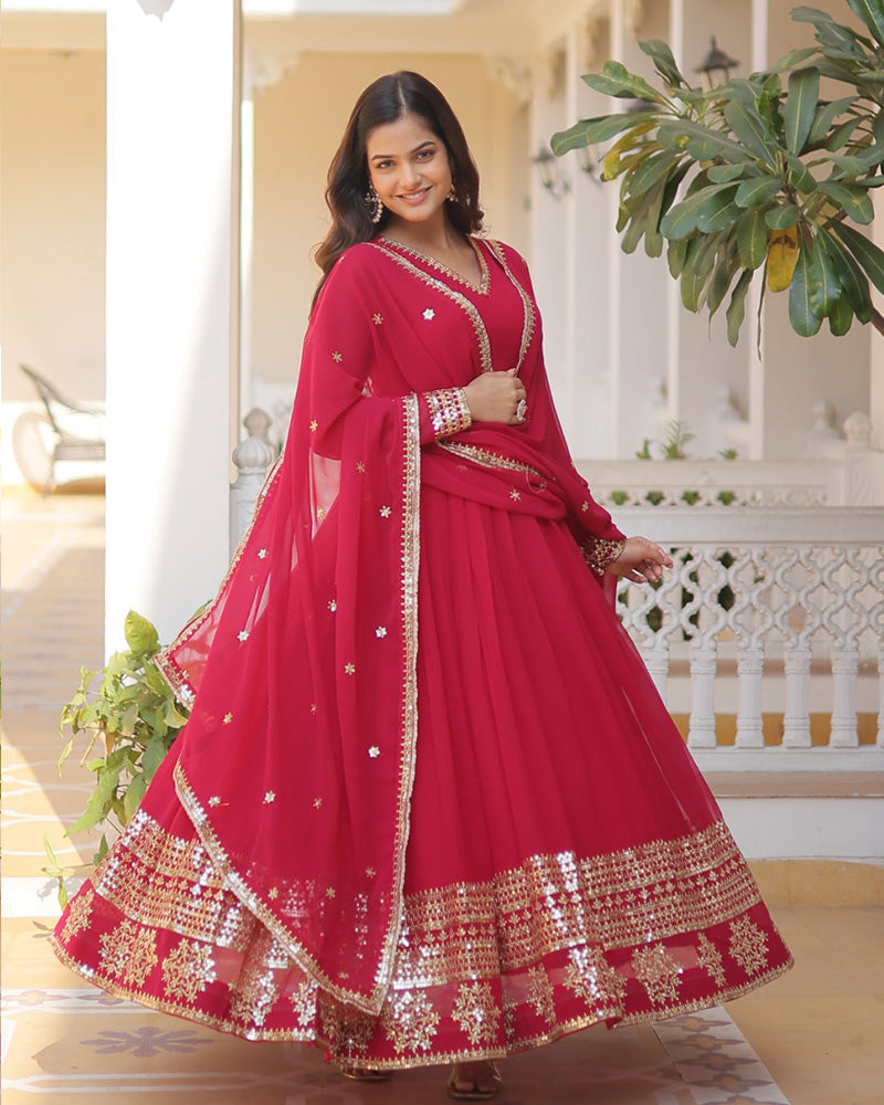 Pristine pizzazz sequined georgette flare suit set