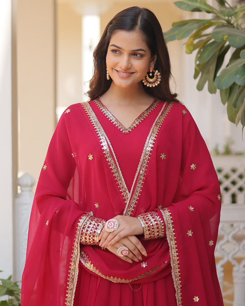 Pristine pizzazz sequined georgette flare suit set