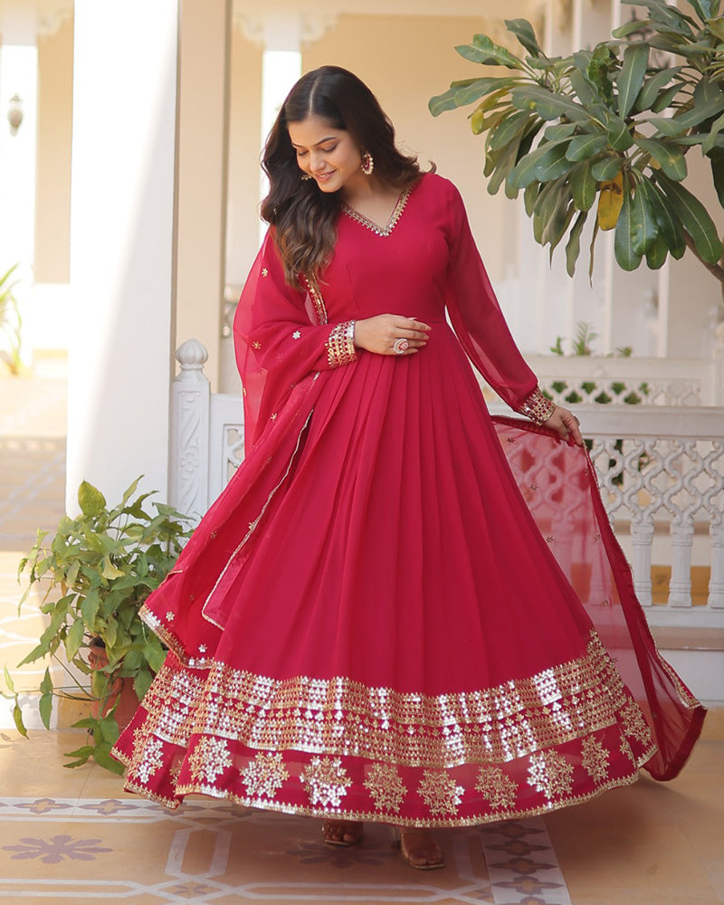 Pristine pizzazz sequined georgette flare suit set