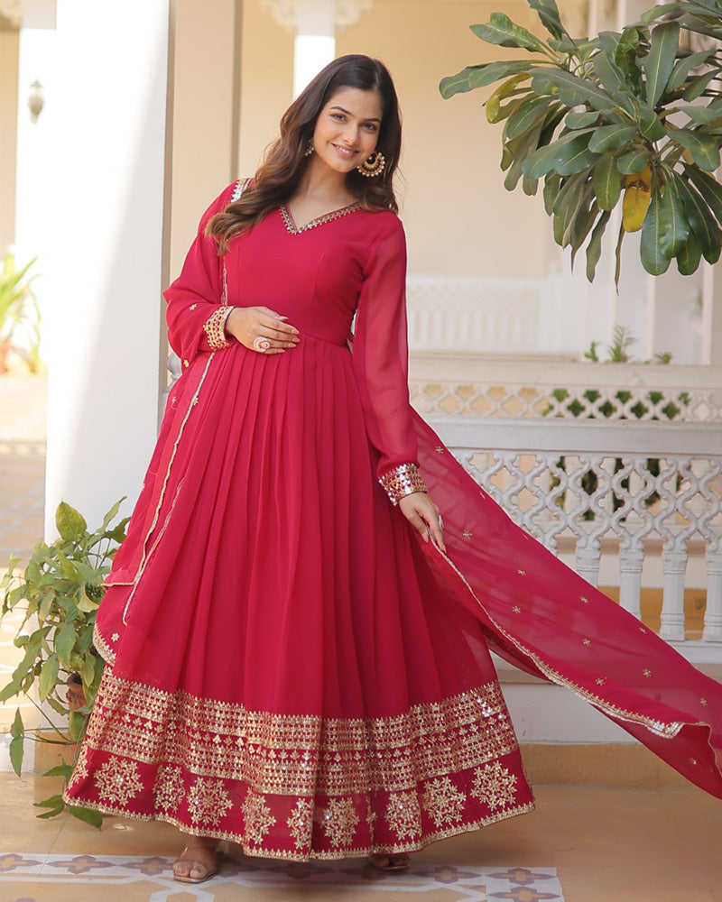 Pristine pizzazz sequined georgette flare suit set