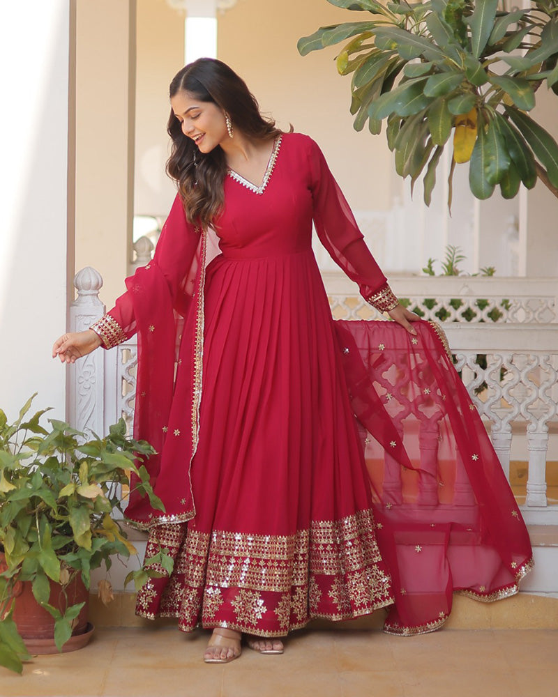 Pristine pizzazz sequined georgette flare suit set