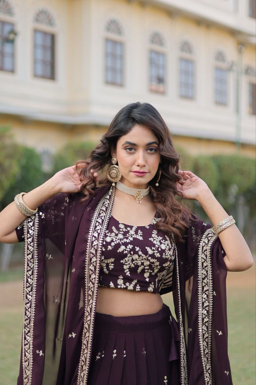 Purple Power: Lehenga set in Georgette Glam