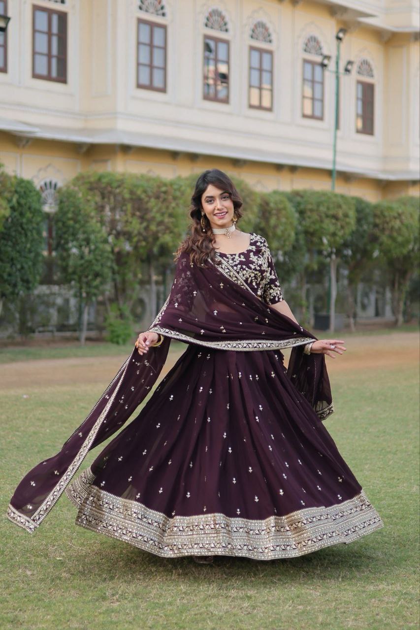 Purple Power: Lehenga set in Georgette Glam