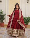 Varahi Maroon Embroidered Anarkali Gown Set