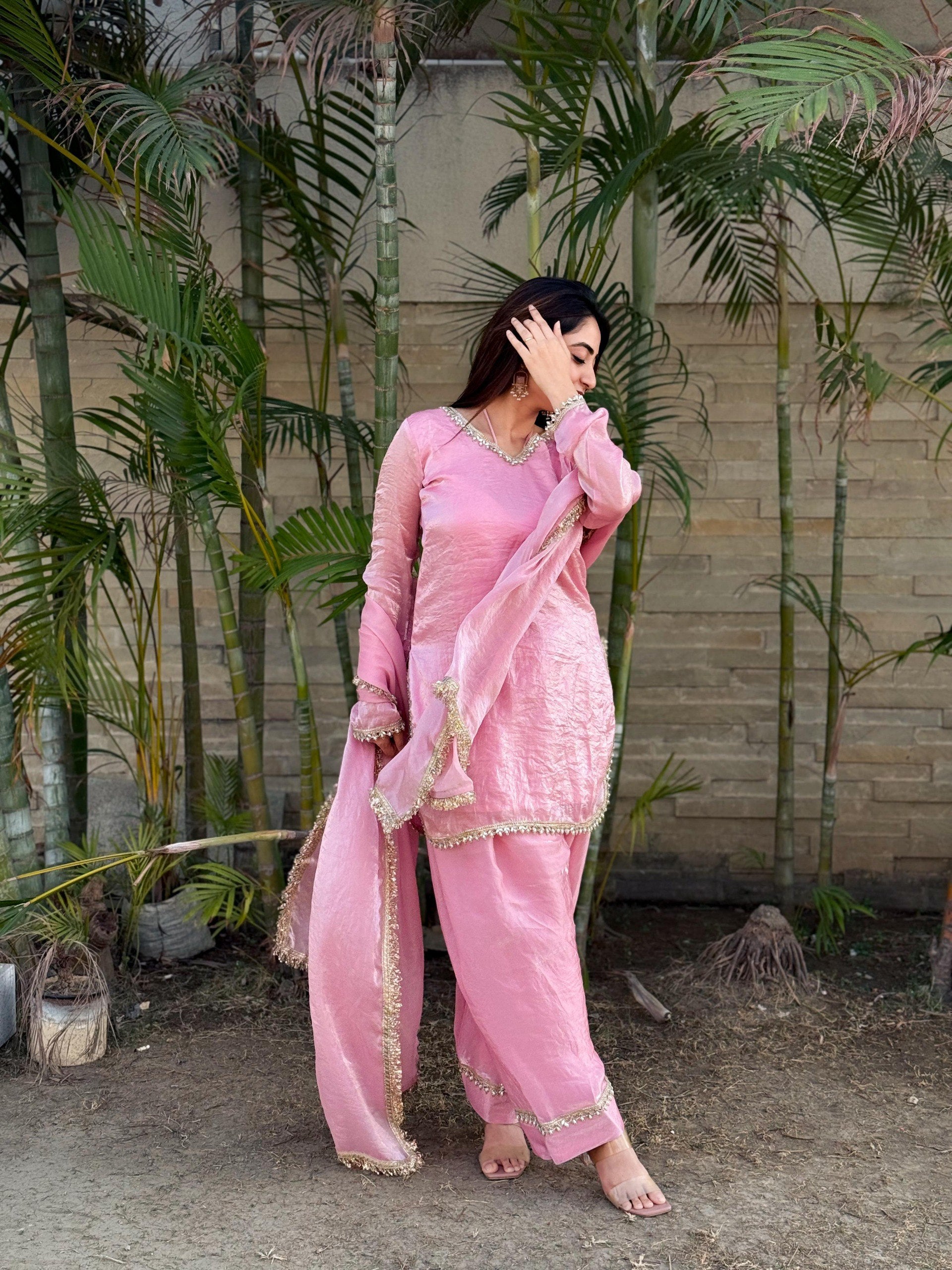 Fendi Silk Elegant Mirror Moti Embellished Premium Co-Ord Set
