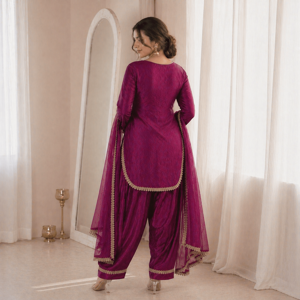 Fendi Silk Elegant Mirror Moti Embellished Premium Co-Ord Set