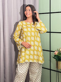 Sunshine Yellow Cotton Co-Ord Set with Elegant Botanical Print