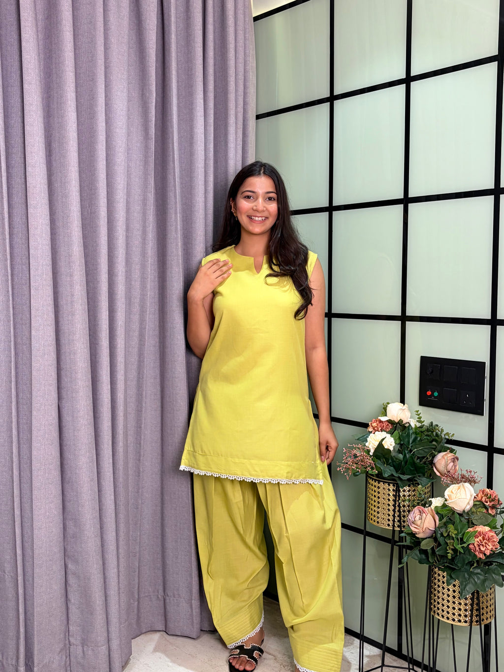 Cotton Flux With A Graceful Farsi Salwar And Delicate Thread Lace Detailing