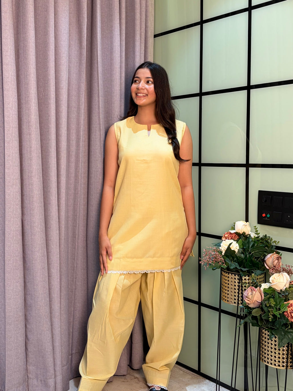 Cotton Flux With A Graceful Farsi Salwar And Delicate Thread Lace Detailing