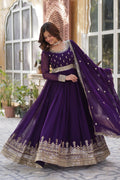 Raima Purple Embroidered Flair Anarkali Gown Set