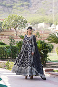 Rajasri black viscose anarkali gown set