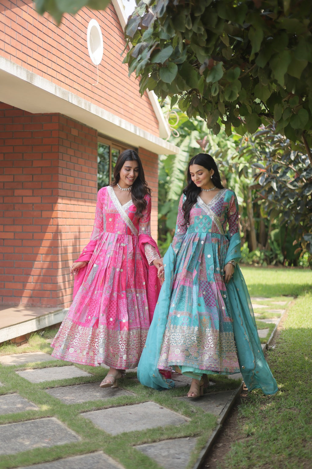 Regal Charm: Russian Silk Gown Anarkali Set