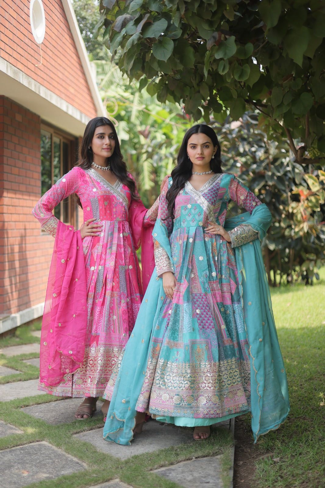 Regal Charm: Russian Silk Gown Anarkali Set