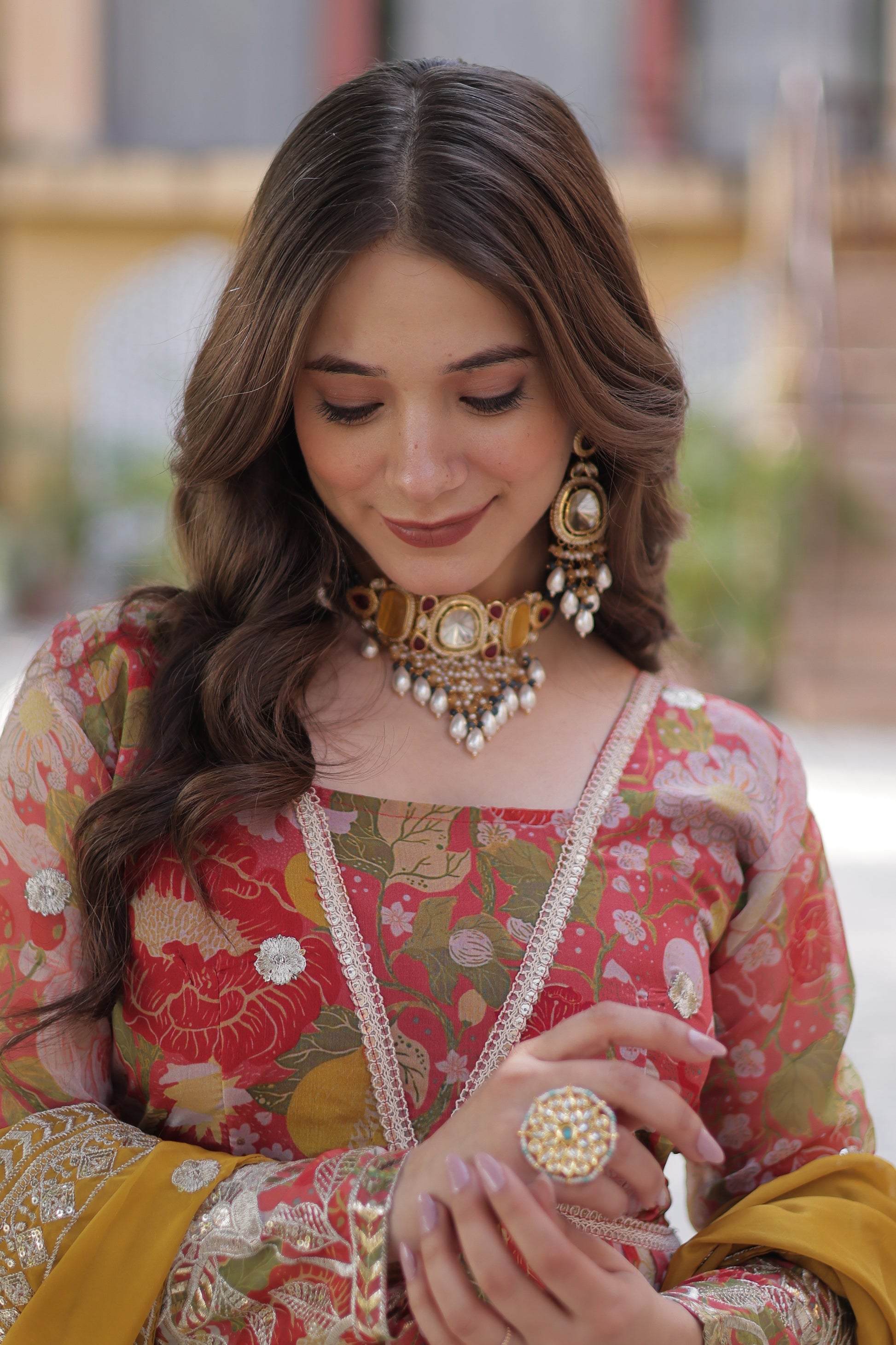 Red silk Anarkali gown set for women with dupatta, digital printed Russian silk gown with zari, sequins, and foil embroidery, full sleeve Alia cut gown, traditional Indian wedding guest dress, festive party wear Anarkali gown with lace bordered dupatta, premium stitched ethnic gown for Diwali, Eid, and engagement, modern ethnic fashion for women 2025.