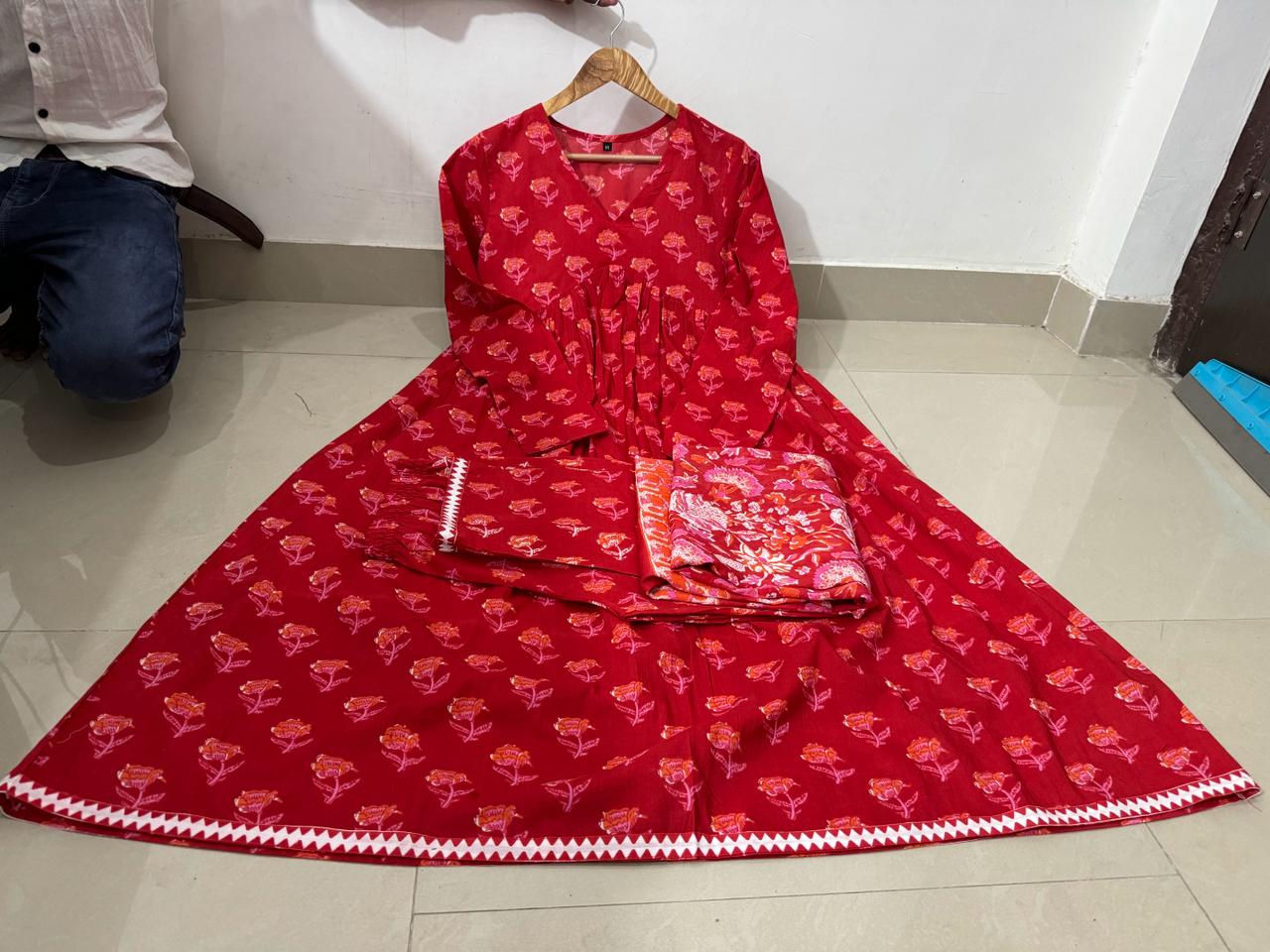 Scarlet symphony red anarkali ensemble