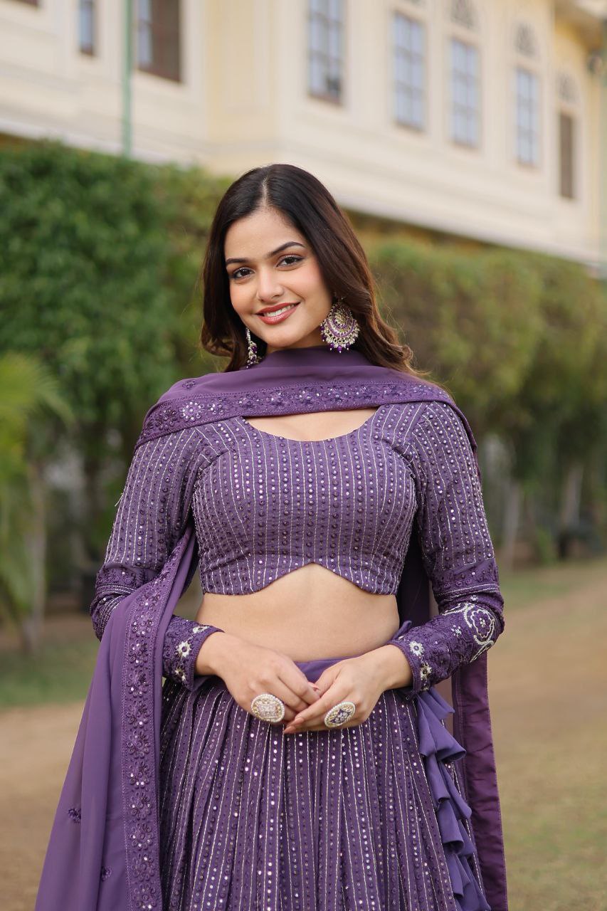 Charulata Faux Georgette Embroidered Lehenga Set