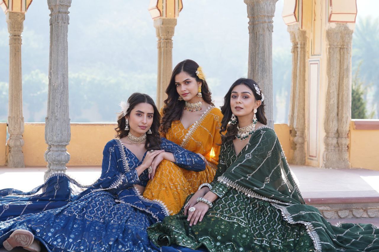 Kalika green georgette embroidered lehenga set