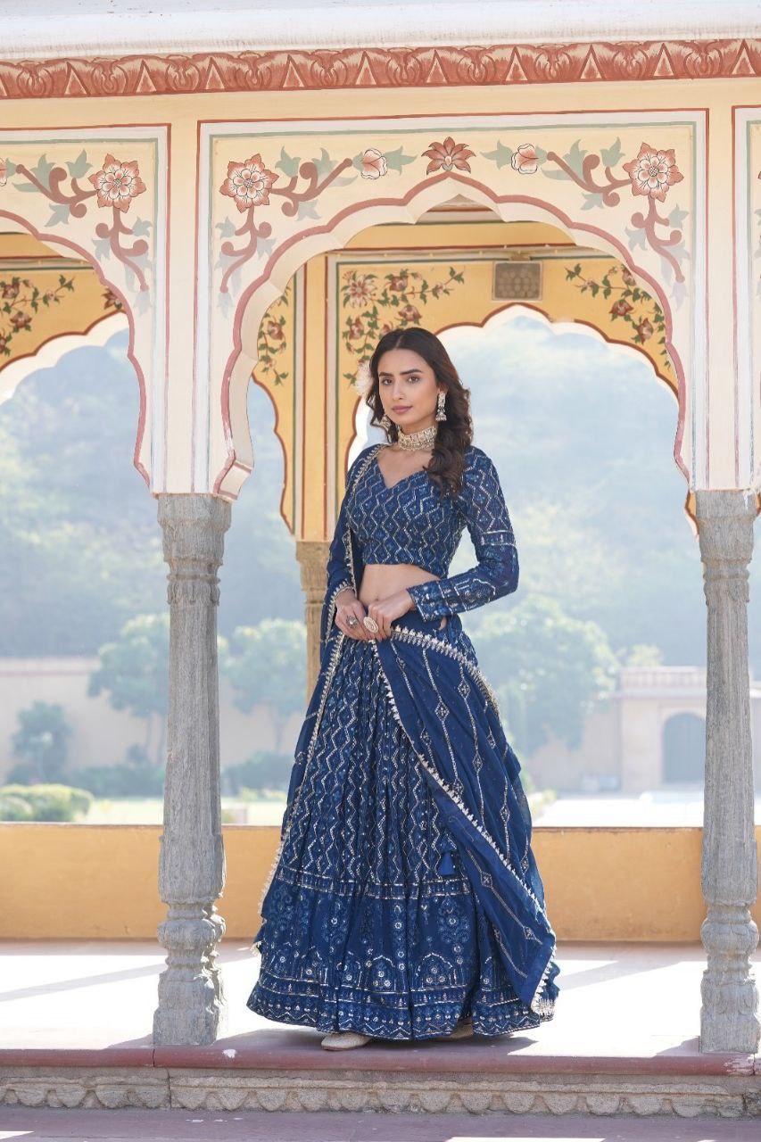 Kalika blue georgette embroidered lehenga set