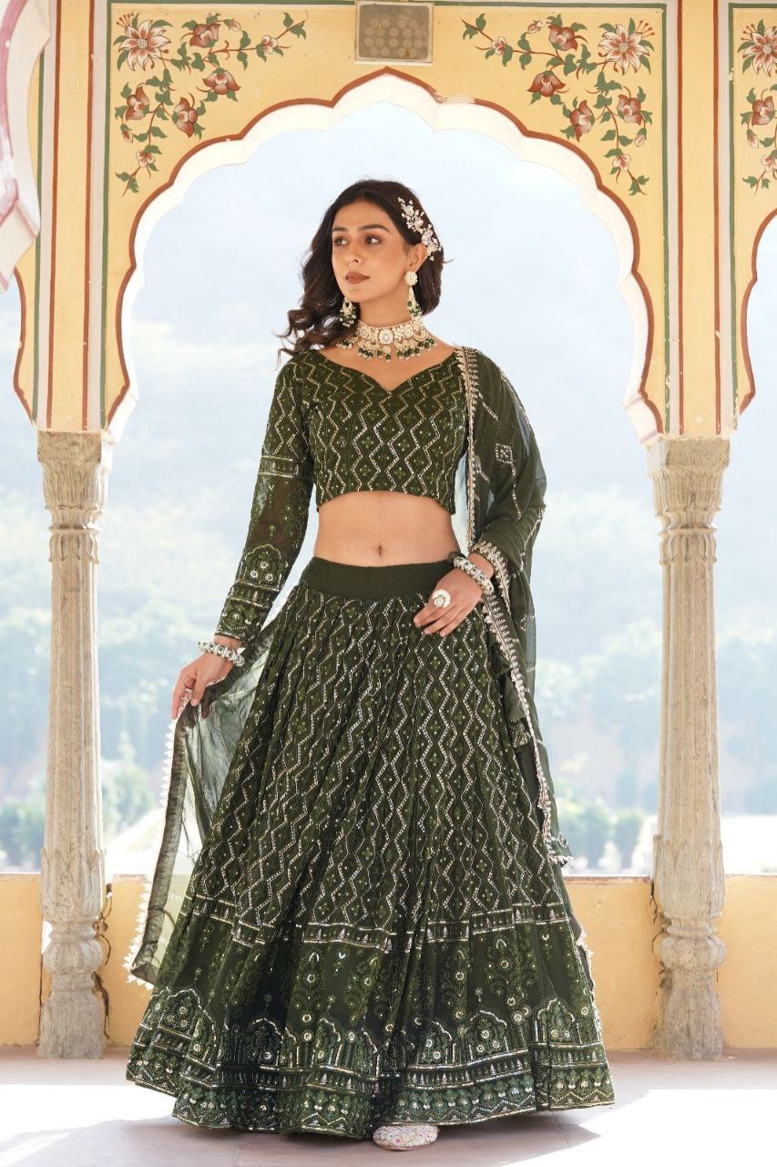 Kalika green georgette embroidered lehenga set